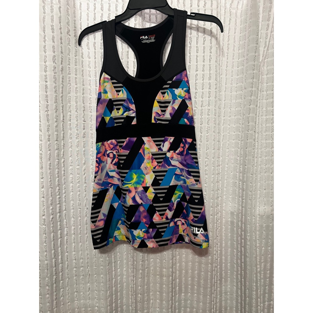 Fila Sport Tank Top Women Small Multi Excellent Geometric Racerback Activewear